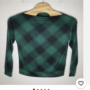 Maurices Green and Black Plaid Off-the-Shoulder Blouse.Size M